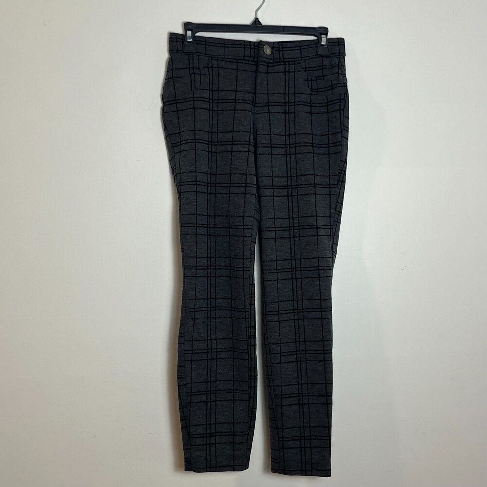 Simply Vera Vera Wang Gray Skinny‎ Pants  Sz S Velvet Windowpane Business Casual